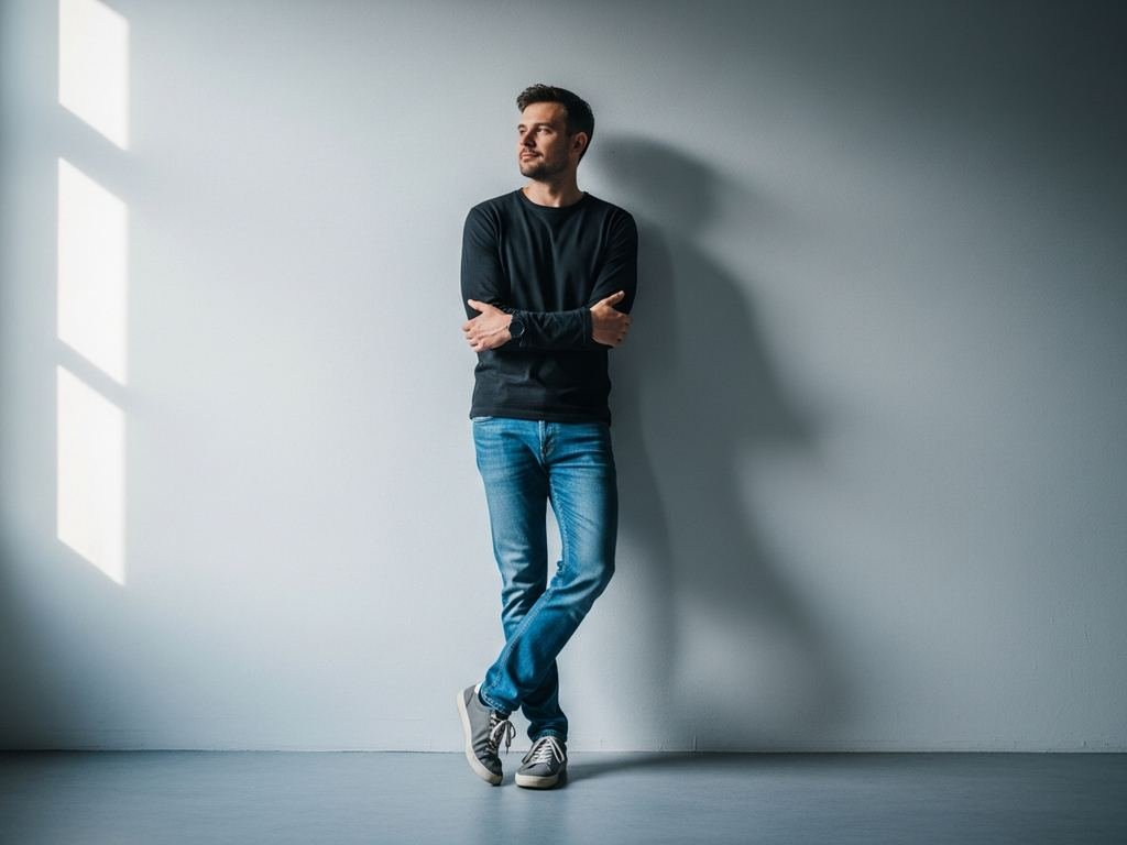 against the wall